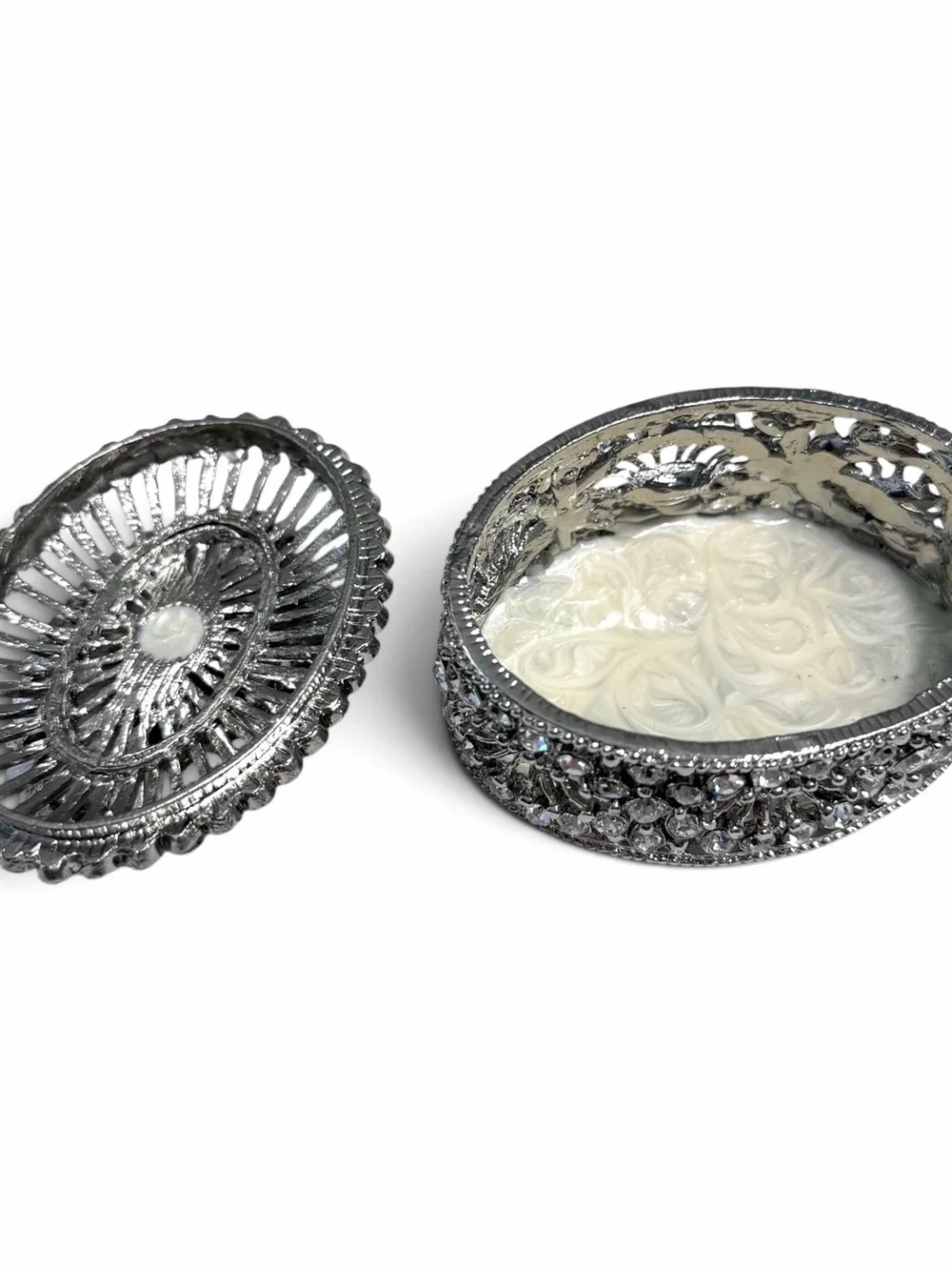 Olivia Riegel Vintage Silver Crystal Rhinestone Jolene Jewelry or Trinket Box
